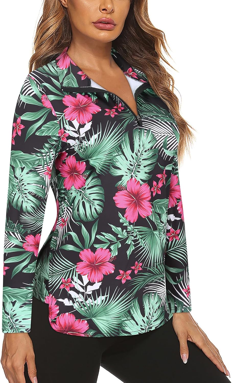 Women's Long Sleeve Golf Tennis Polo Shirts UPF50+ Half Zip Dry Fit Workout Tops Athletic Shirt