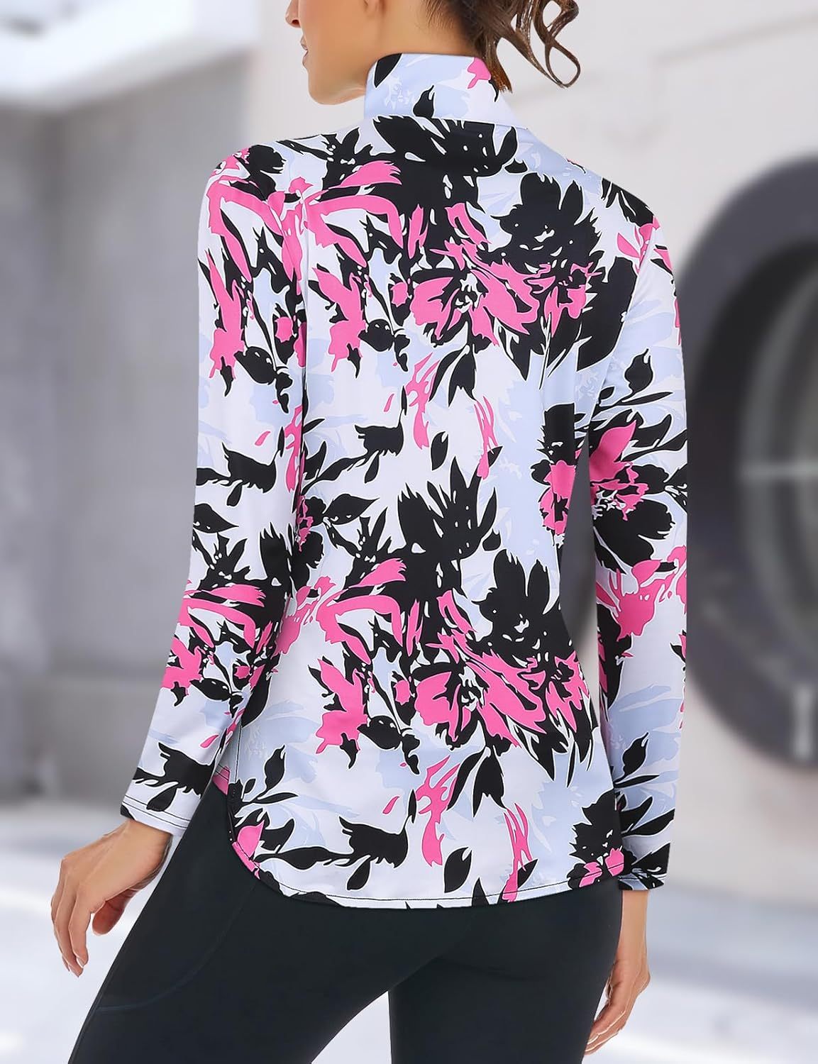 Women's Long Sleeve Golf Tennis Polo Shirts UPF50+ Half Zip Dry Fit Workout Tops Athletic Shirt