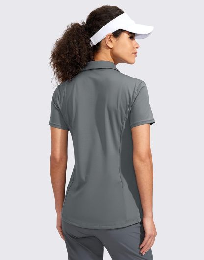 Women's Golf Shirt Short Sleeve with Zip Up Quick Dry Stretch Tennis Collared Polo Shirts for Women Golf Clothes