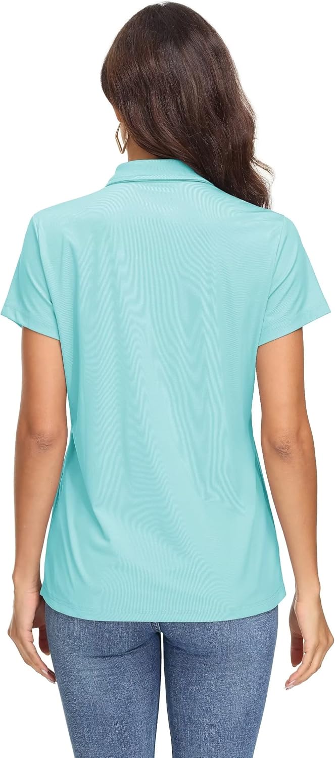 Women's Polo Shirts UPF 50+ Sun Protection 4 Buttons Casual Work Quick Dry Short Sleeve Collared Golf Shirt