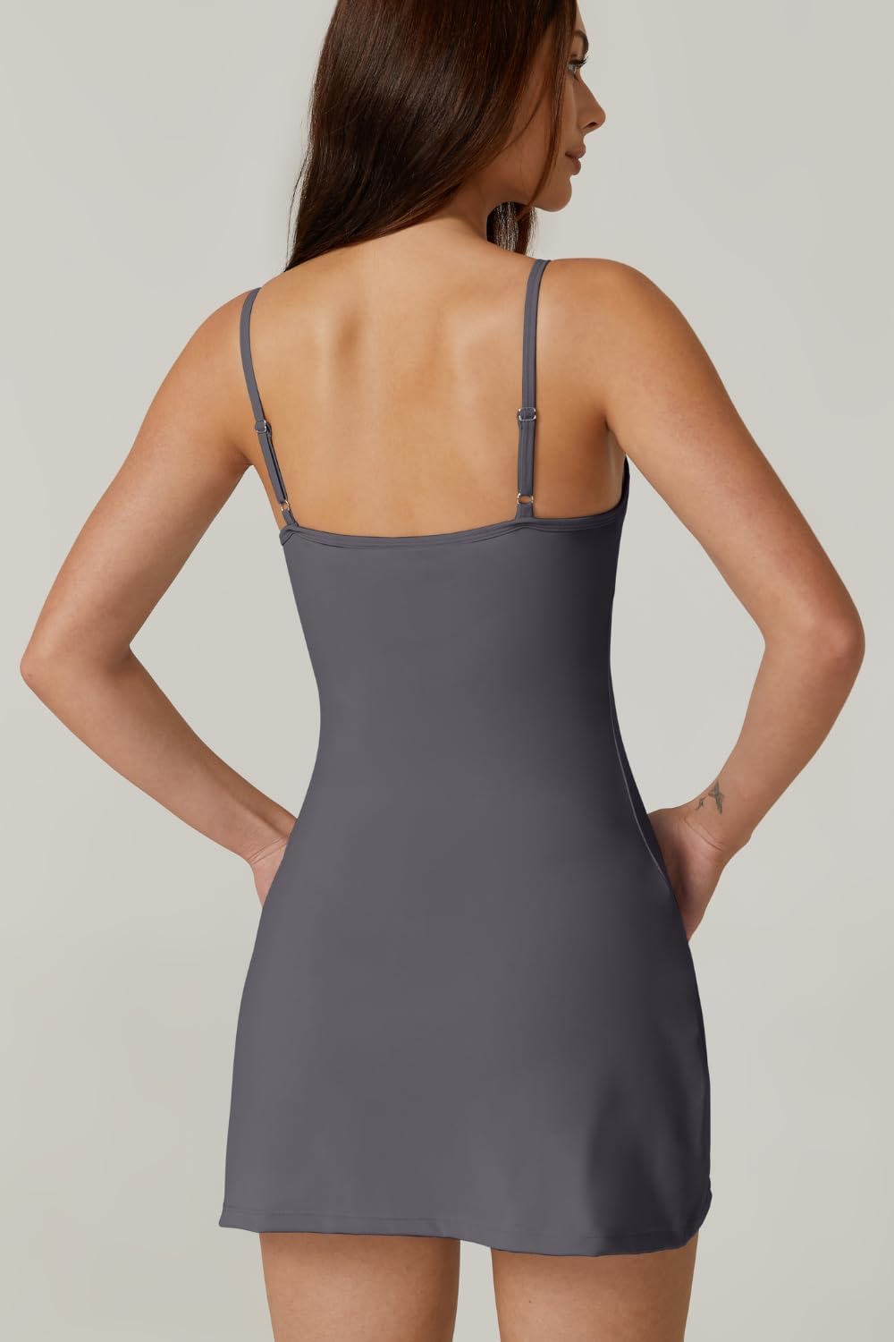 Womens Spaghetti Strap Tennis Dress with Shorts Workout Side Slit Active Golf Dresses