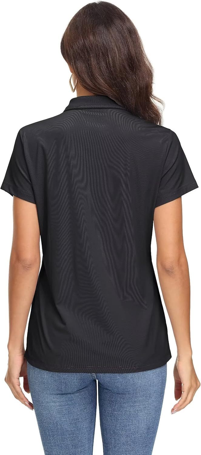 Women's Polo Shirts UPF 50+ Sun Protection 4 Buttons Casual Work Quick Dry Short Sleeve Collared Golf Shirt