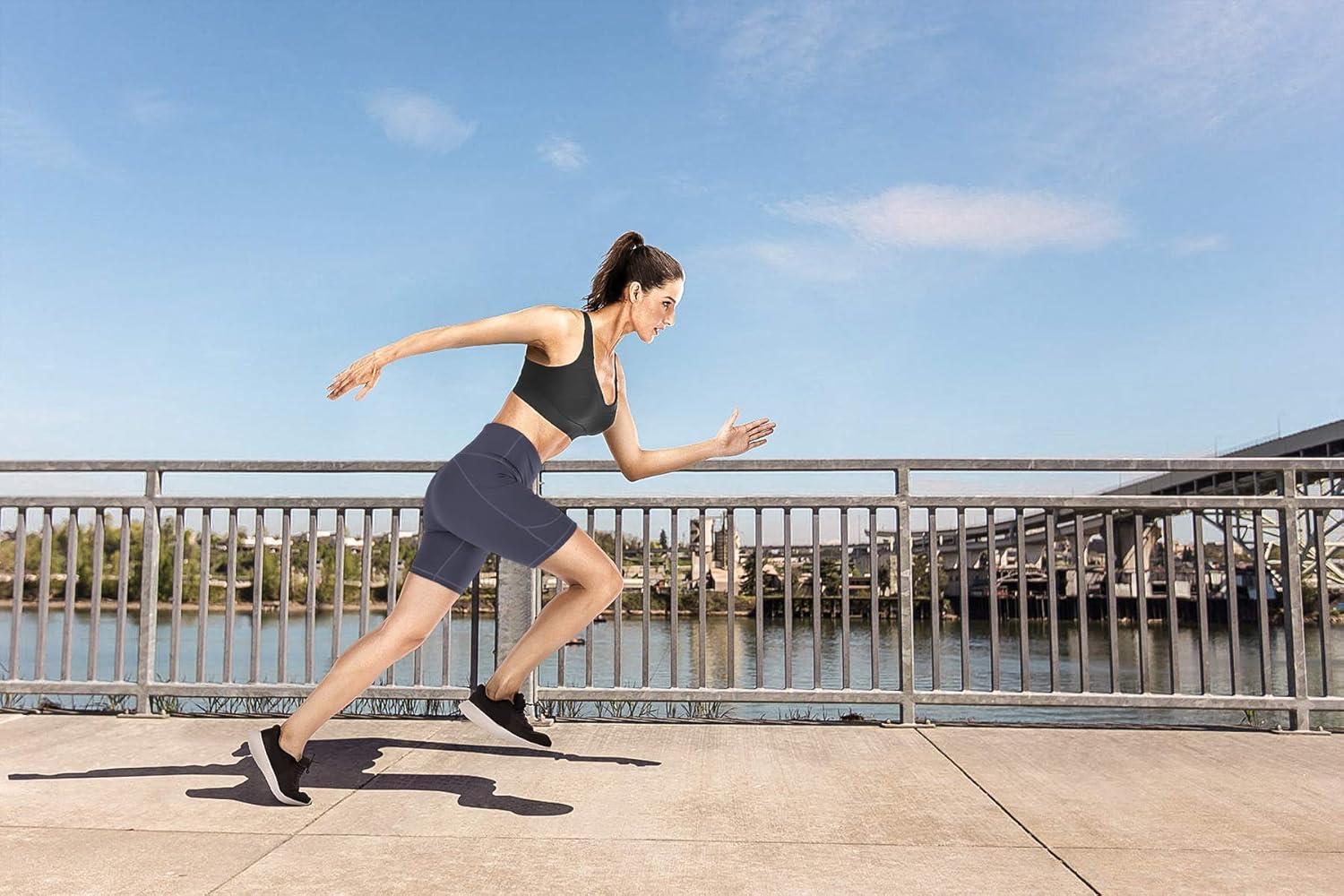 IUGA Biker Shorts Women 6" Tummy Control Workout Shorts Women with Pockets High Waisted Yoga Running Gym Spandex Compression