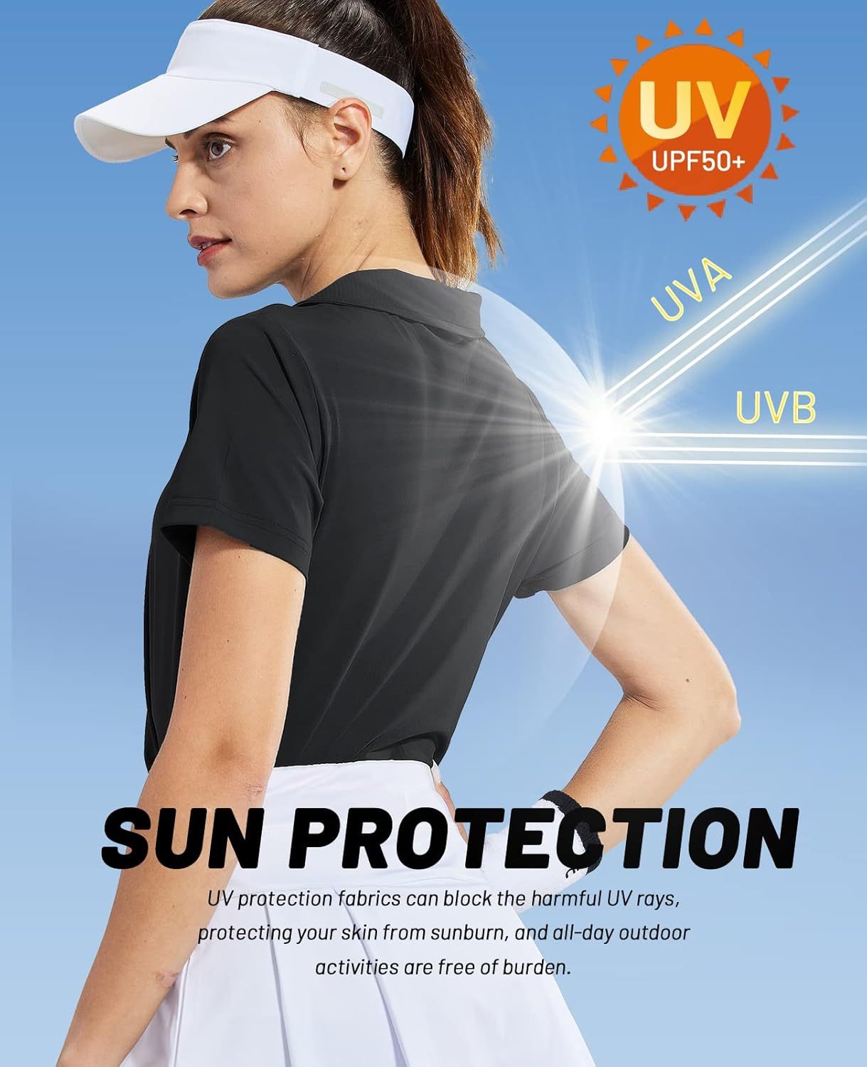 Women's Golf Polo Shirts Collared V Neck Short Sleeve Tennis Shirt, Dry Fit, Moisture Wicking