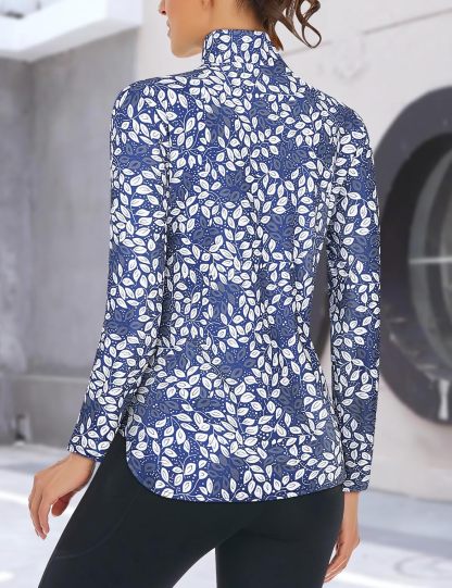 Women's Long Sleeve Golf Tennis Polo Shirts UPF50+ Half Zip Dry Fit Workout Tops Athletic Shirt