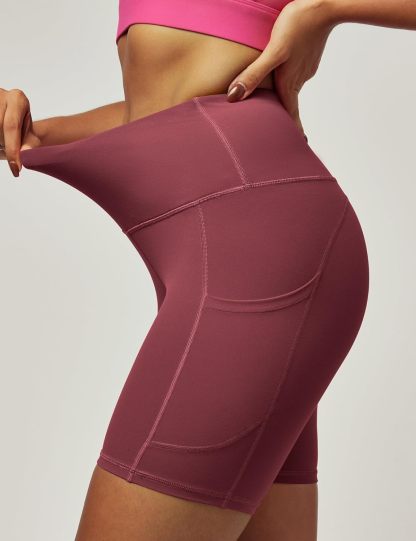 IUGA Biker Shorts Women 6" Tummy Control Workout Shorts Women with Pockets High Waisted Yoga Running Gym Spandex Compression