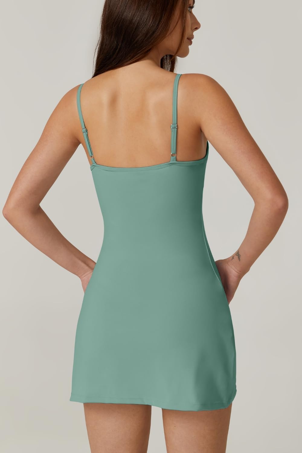 Womens Spaghetti Strap Tennis Dress with Shorts Workout Side Slit Active Golf Dresses