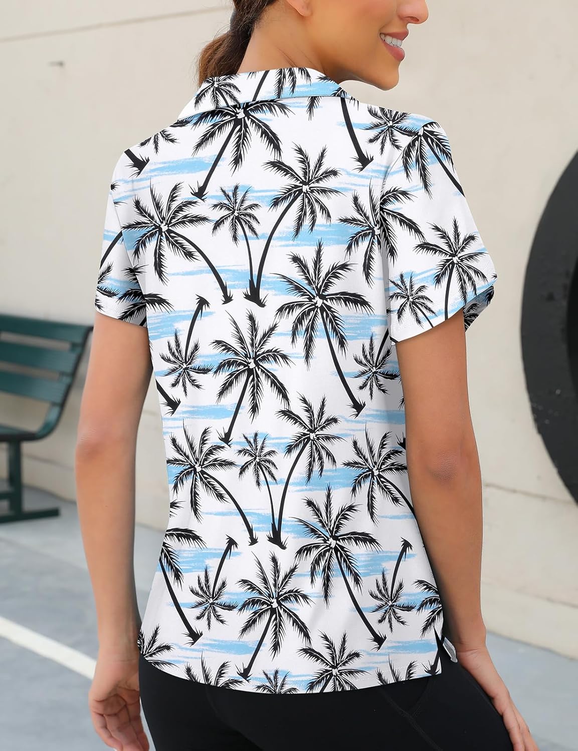 Womens Golf Polo Shirts 1/4 Zip Up Overlap Short Sleeve Quick Dry Workout Tops