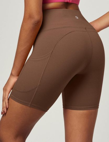 IUGA Biker Shorts Women 6" Tummy Control Workout Shorts Women with Pockets High Waisted Yoga Running Gym Spandex Compression