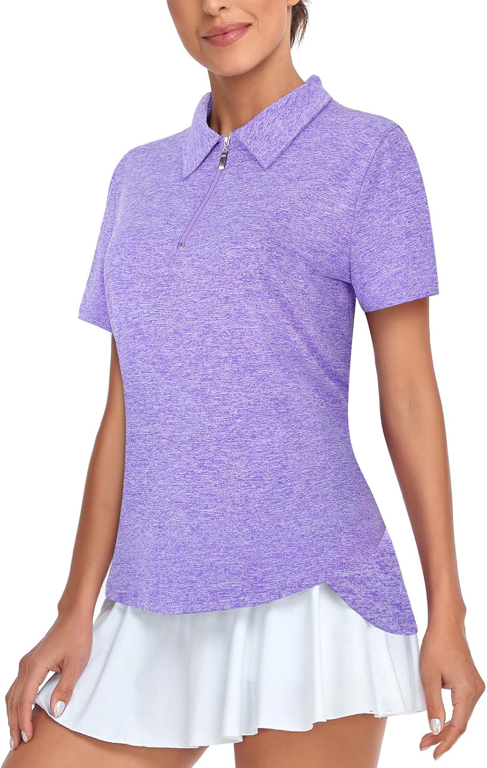 Women's Golf Polo Shirts Short Sleeve Quarter Zip Pullover Moisture Wicking Workout Tops
