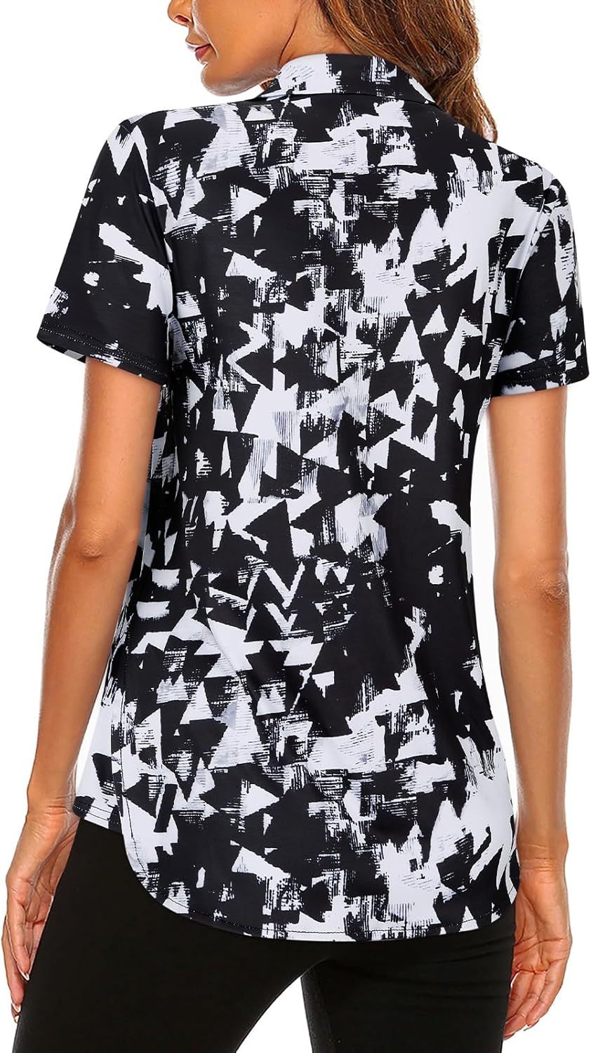 Women's Long Sleeve Golf Tennis Polo Shirts UPF50+ Half Zip Dry Fit Workout Tops Athletic Shirt