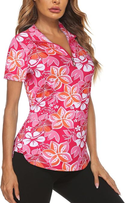 Women's Long Sleeve Golf Tennis Polo Shirts UPF50+ Half Zip Dry Fit Workout Tops Athletic Shirt