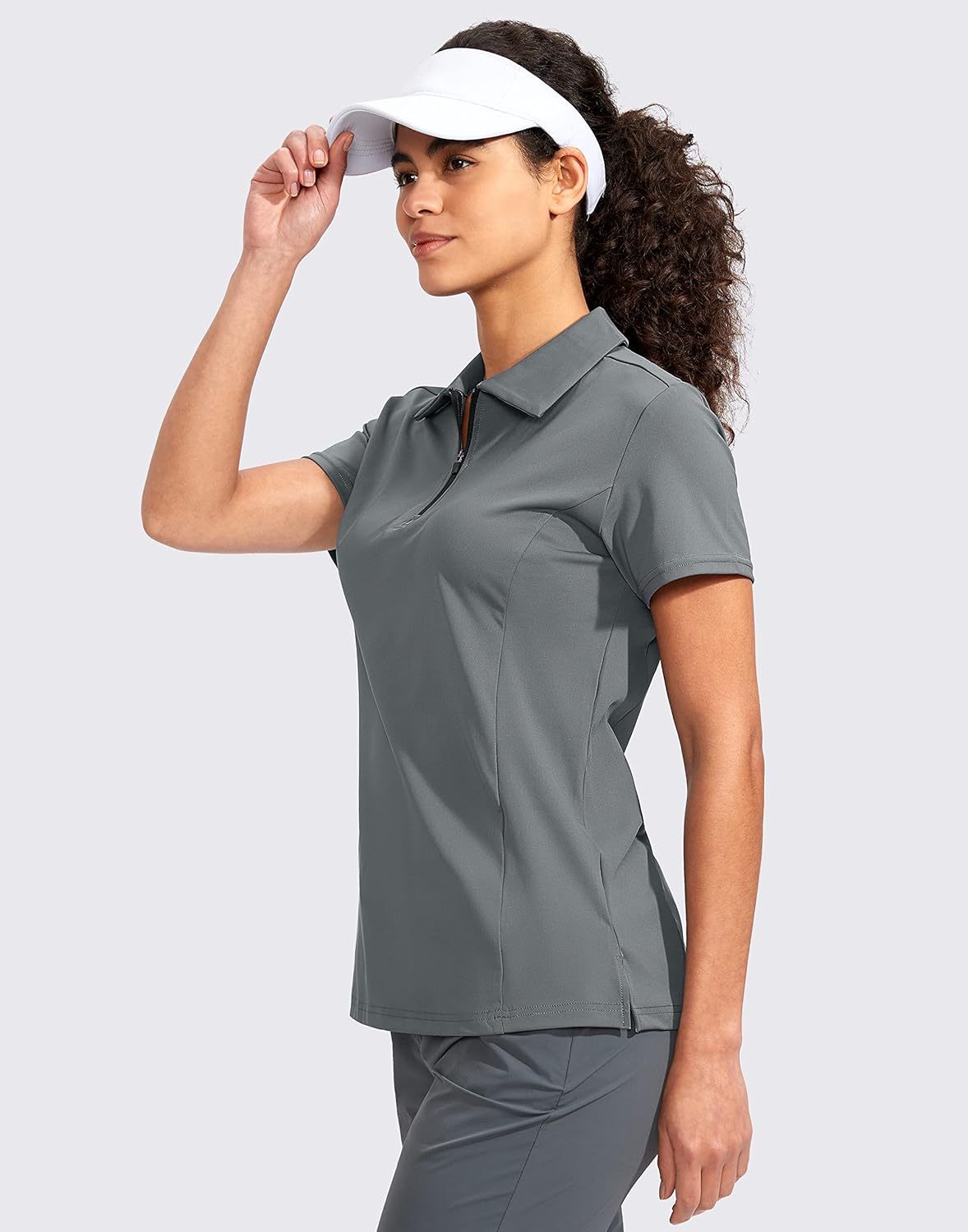 Women's Golf Shirt Short Sleeve with Zip Up Quick Dry Stretch Tennis Collared Polo Shirts for Women Golf Clothes