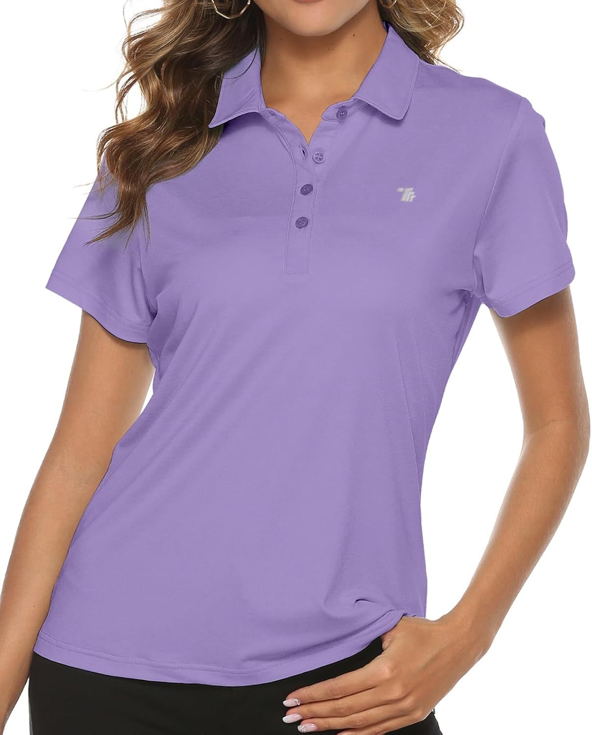 Women's Golf Polo Short Sleeve Shirts Lightweight Moisture Wicking Collared T Shirt Quick Dry 4-Button