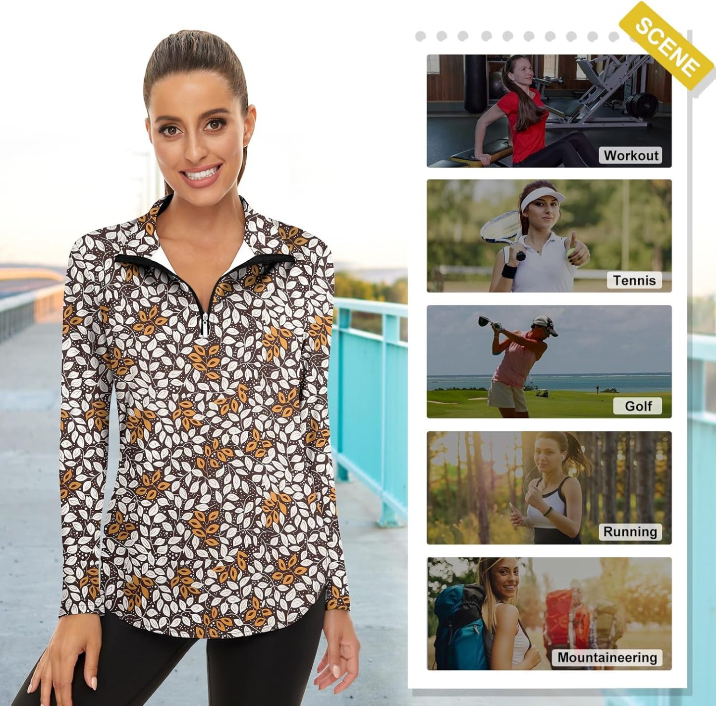 Women's Long Sleeve Golf Tennis Polo Shirts UPF50+ Half Zip Dry Fit Workout Tops Athletic Shirt