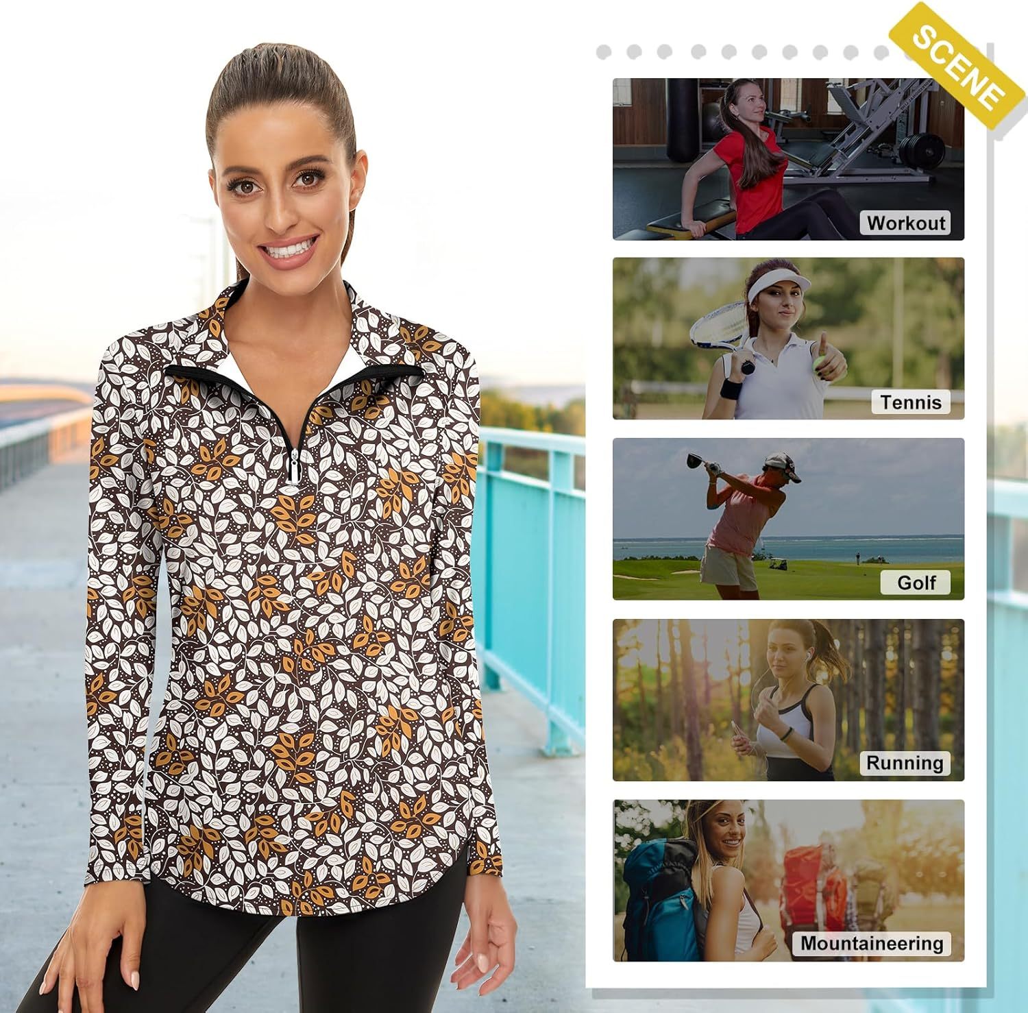 Women's Long Sleeve Golf Tennis Polo Shirts UPF50+ Half Zip Dry Fit Workout Tops Athletic Shirt