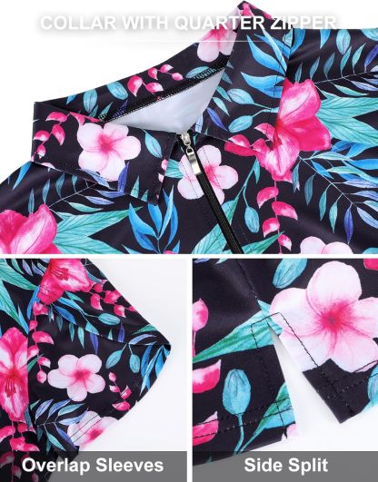 Womens Golf Polo Shirts 1/4 Zip Up Overlap Short Sleeve Quick Dry Workout Tops