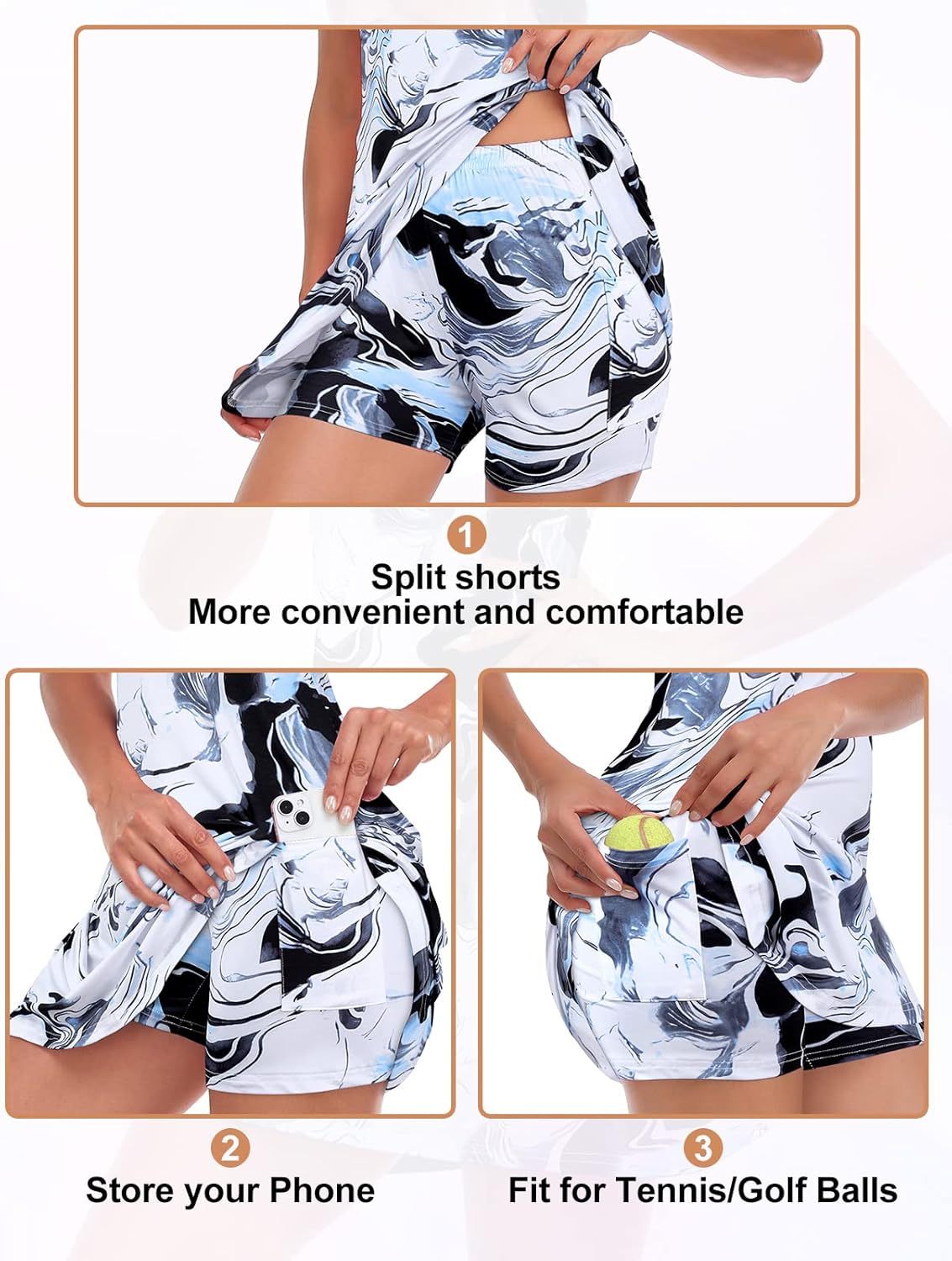 Tennis Dress for Women Sleeveless Golf Dresses with Shorts and Pockets Ruffle Zip Up Stand Collar Golf Outfits