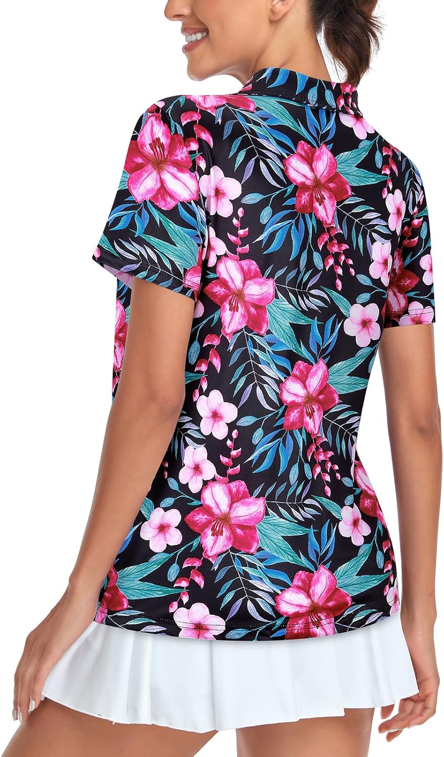 Women's Golf Polo Shirts Short Sleeve Quarter Zip Pullover Moisture Wicking Workout Tops