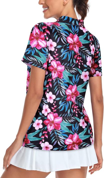 Women's Golf Polo Shirts Short Sleeve Quarter Zip Pullover Moisture Wicking Workout Tops