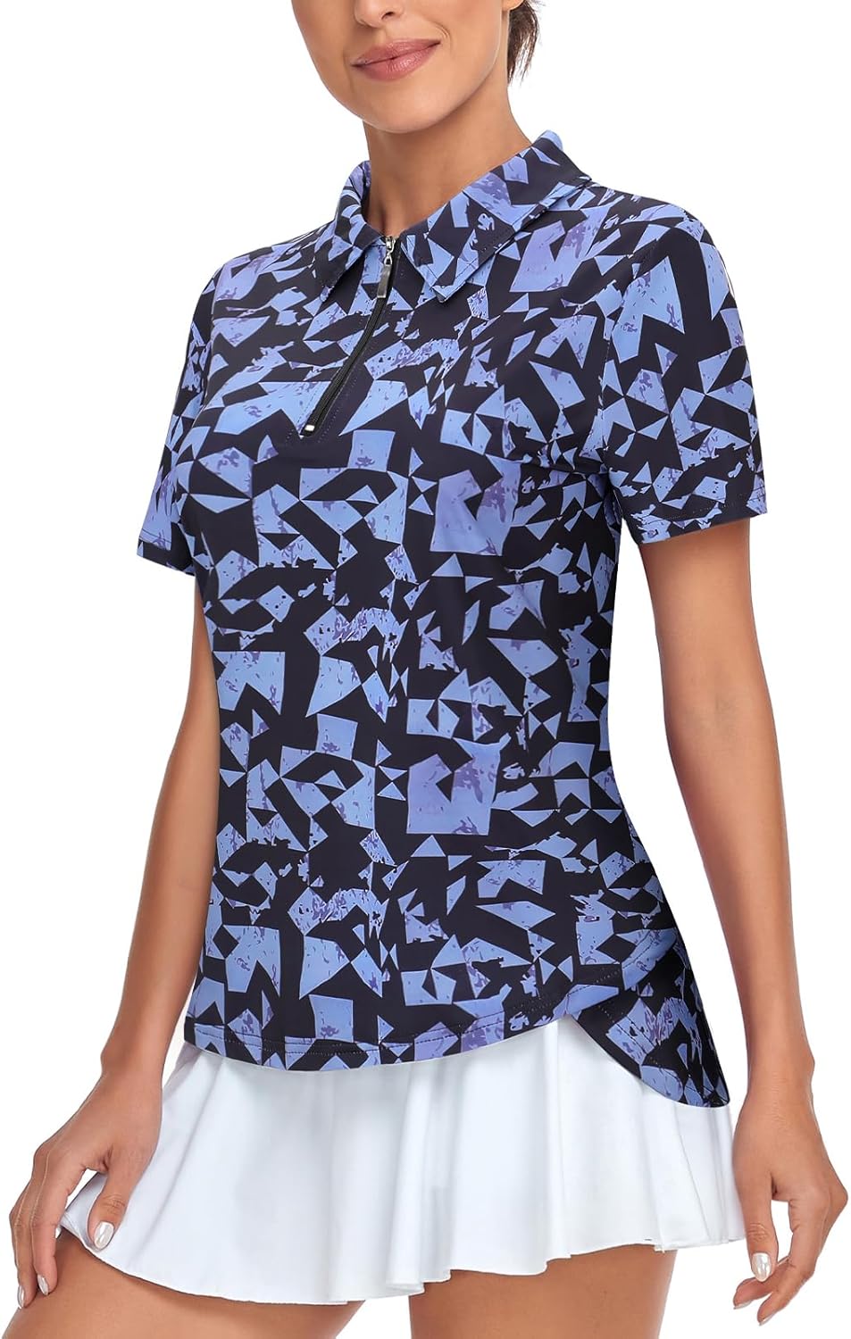 Women's Golf Polo Shirts Short Sleeve Quarter Zip Pullover Moisture Wicking Workout Tops