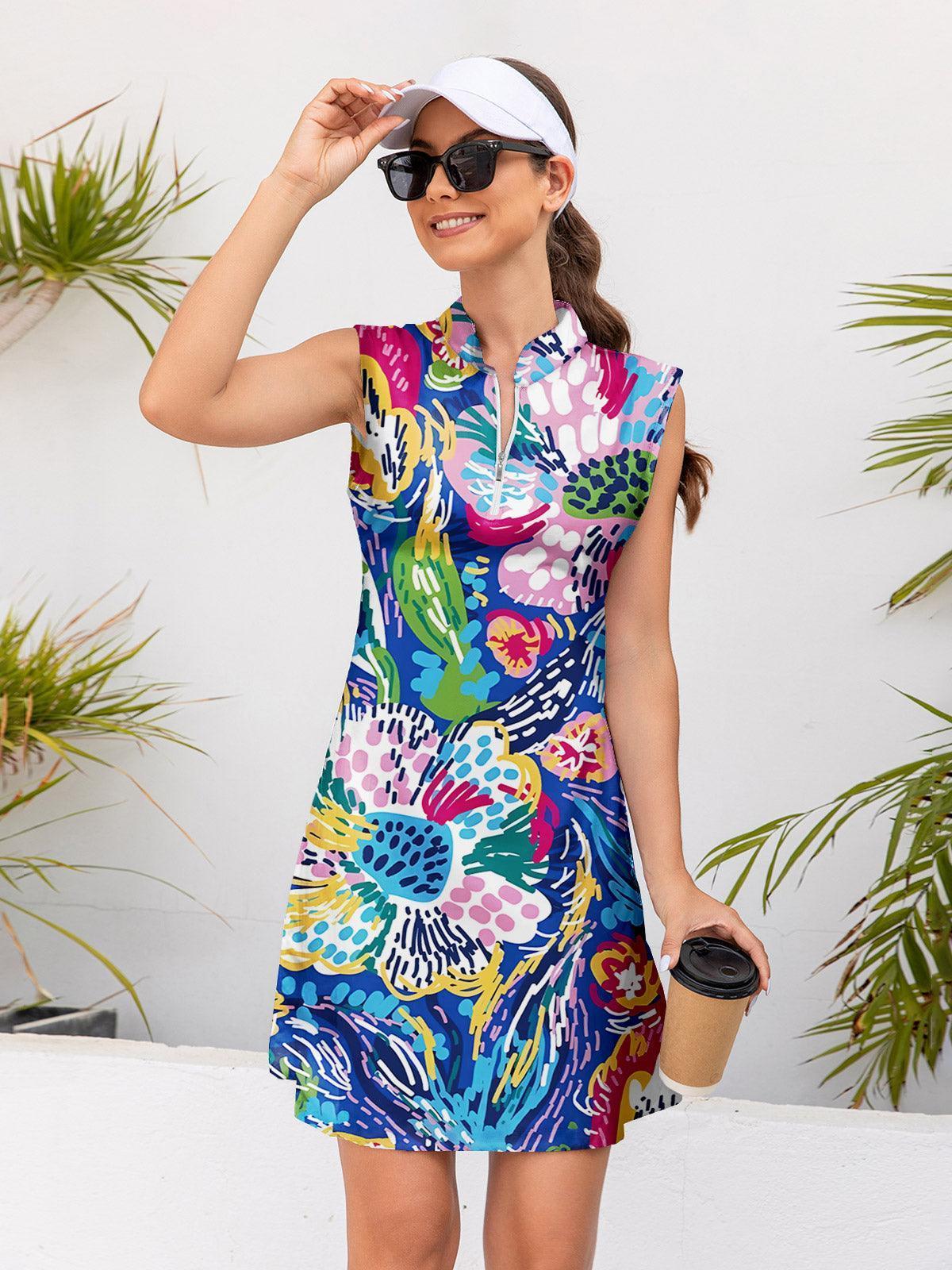 Fungolfs Hyped-up Tropical Sleeveless Dress UPF50+