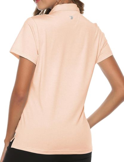Women's Golf Polo Short Sleeve Shirts Lightweight Moisture Wicking Collared T Shirt Quick Dry 4-Button