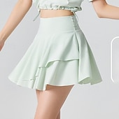 US Open Women's Solid Colored Tennis Skirts with Shorts Layered UPF50+ Moisture Wicking Tennis Golf Pickleball Black White Yellow Tennis Clothing