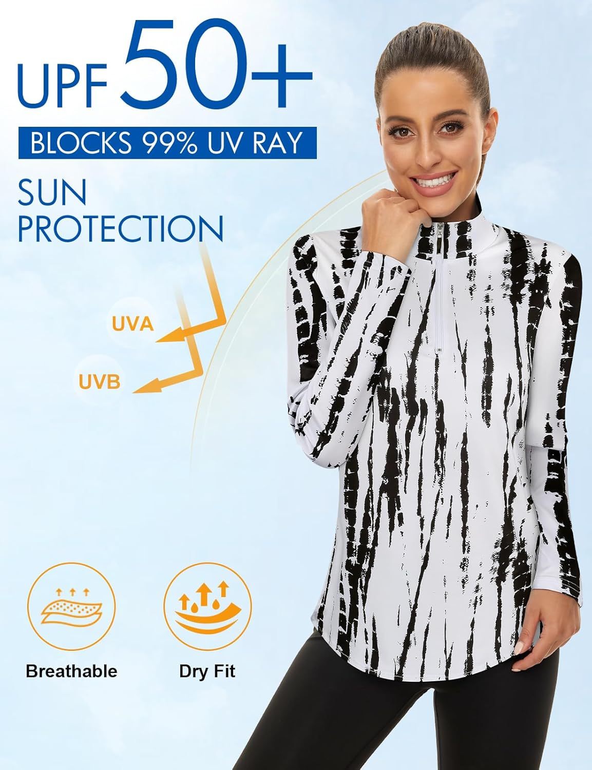 Women's Long Sleeve Golf Tennis Polo Shirts UPF50+ Half Zip Dry Fit Workout Tops Athletic Shirt