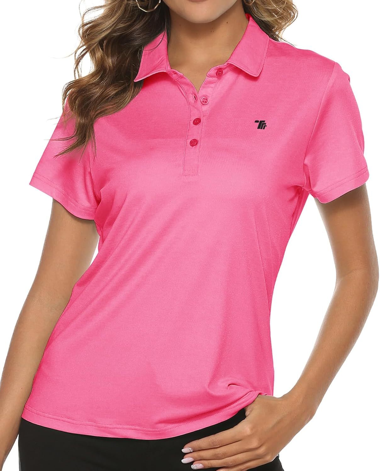 Women's Golf Polo Short Sleeve Shirts Lightweight Moisture Wicking Collared T Shirt Quick Dry 4-Button