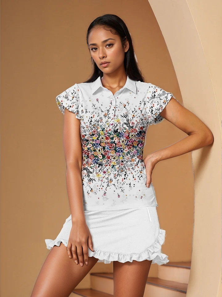 Fungolfs Botanical Energy Ruffle Sleeve Polo Top UPF50+