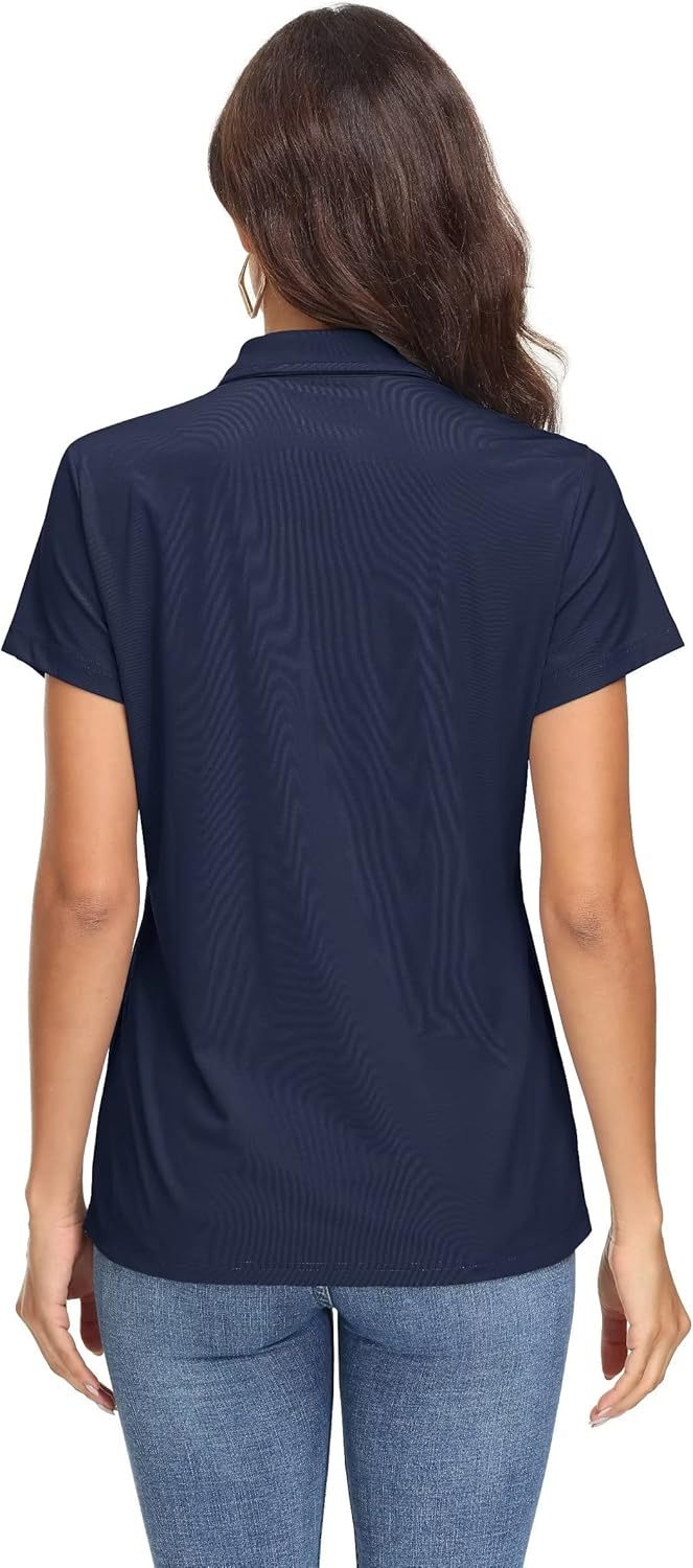 Women's Polo Shirts UPF 50+ Sun Protection 4 Buttons Casual Work Quick Dry Short Sleeve Collared Golf Shirt