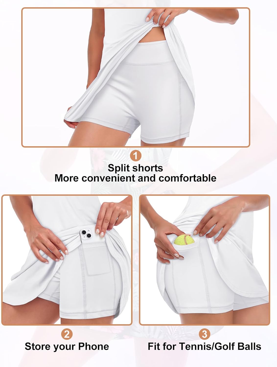 Tennis Dress for Women Sleeveless Golf Dresses with Shorts and Pockets Ruffle Zip Up Stand Collar Golf Outfits