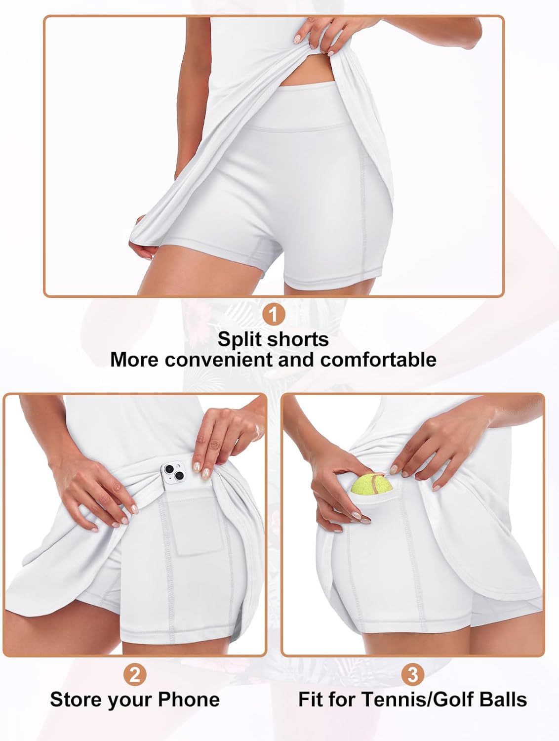 Tennis Dress for Women Sleeveless Golf Dresses with Shorts and Pockets Ruffle Zip Up Stand Collar Golf Outfits