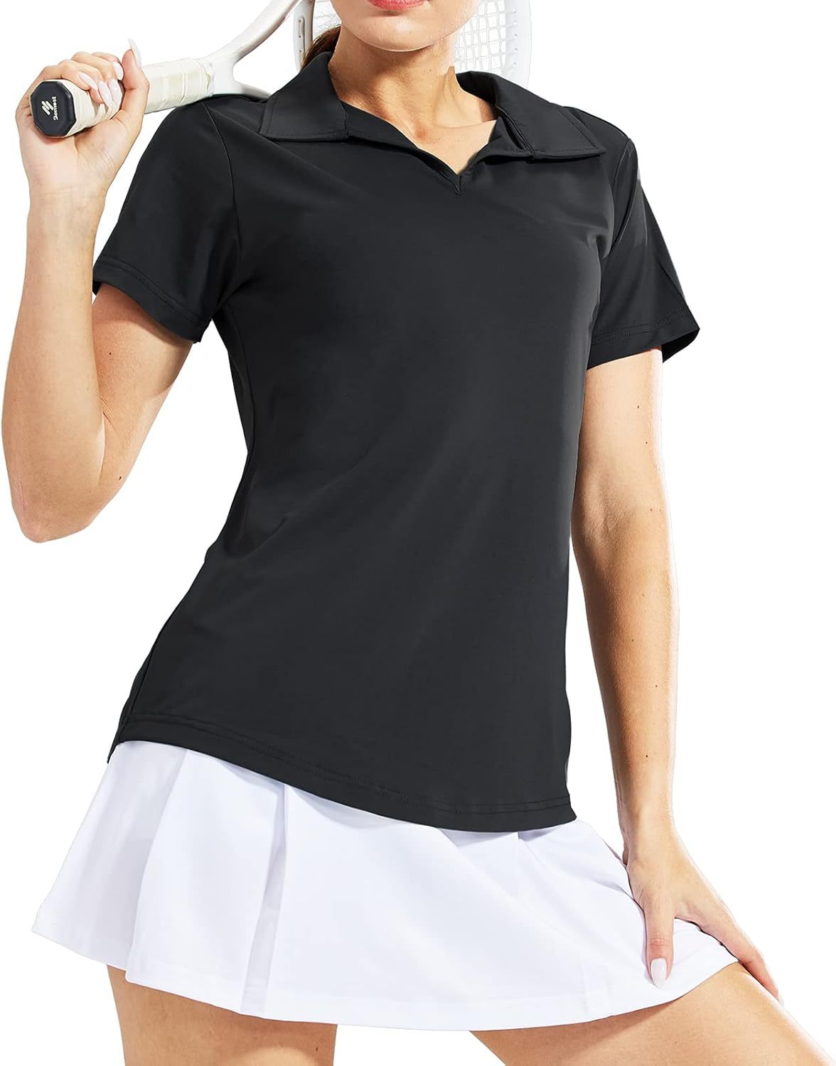 Women's Golf Polo Shirts Collared V Neck Short Sleeve Tennis Shirt, Dry Fit, Moisture Wicking