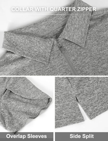 Womens Golf Polo Shirts 1/4 Zip Up Overlap Short Sleeve Quick Dry Workout Tops