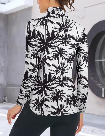 Women's Long Sleeve Golf Tennis Polo Shirts UPF50+ Half Zip Dry Fit Workout Tops Athletic Shirt