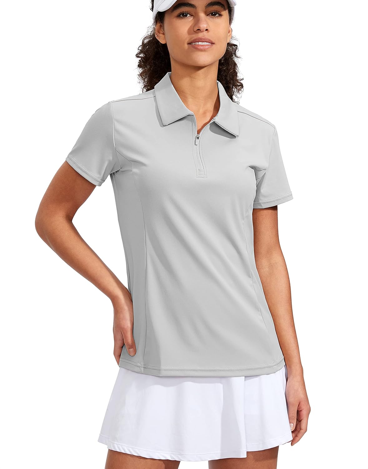 Women's Golf Shirt Short Sleeve with Zip Up Quick Dry Stretch Tennis Collared Polo Shirts for Women Golf Clothes