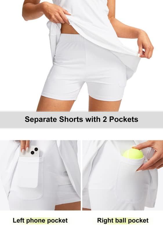 Women's Tennis Golf Dress with Shorts Active Exercise Workout Sports Athletic Dresses for Women with Zipper Pockets