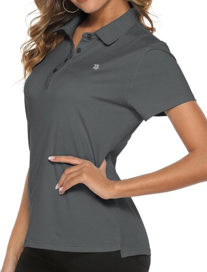 Women's Golf Polo Short Sleeve Shirts Lightweight Moisture Wicking Collared T Shirt Quick Dry 4-Button