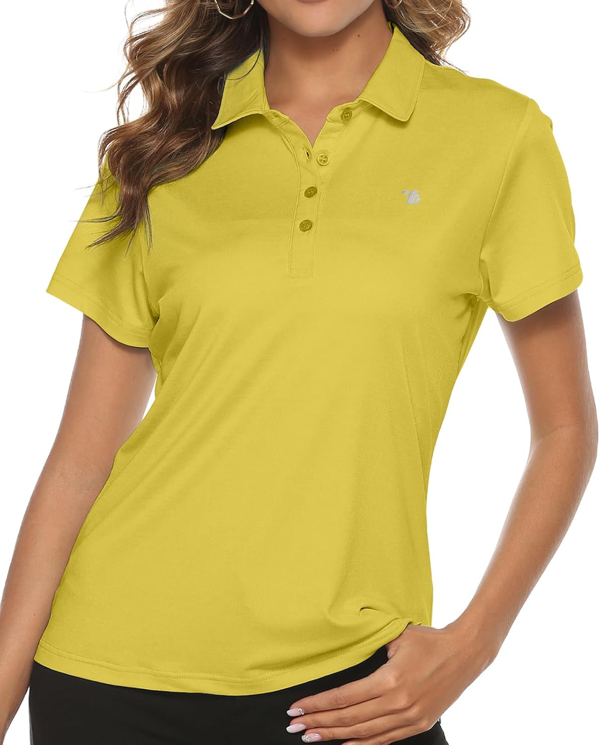 Women's Golf Polo Short Sleeve Shirts Lightweight Moisture Wicking Collared T Shirt Quick Dry 4-Button
