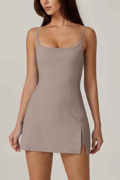 Womens Spaghetti Strap Tennis Dress with Shorts Workout Side Slit Active Golf Dresses