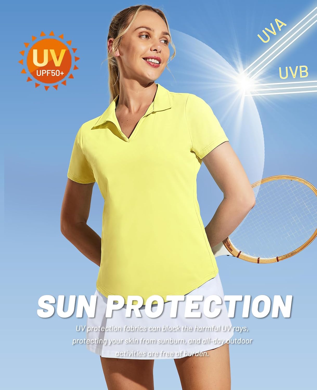 Women's Golf Polo Shirts Collared V Neck Short Sleeve Tennis Shirt, Dry Fit, Moisture Wicking