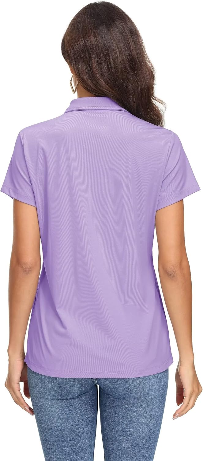 Women's Polo Shirts UPF 50+ Sun Protection 4 Buttons Casual Work Quick Dry Short Sleeve Collared Golf Shirt