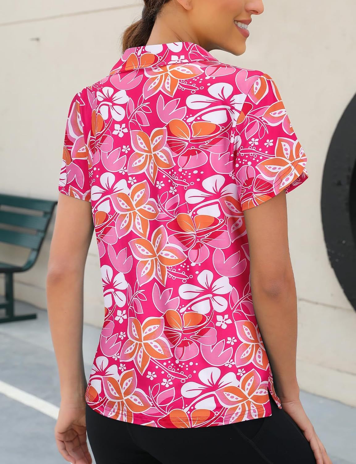 Womens Golf Polo Shirts 1/4 Zip Up Overlap Short Sleeve Quick Dry Workout Tops