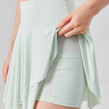 US Open Women's Solid Colored Tennis Skirts with Shorts Layered UPF50+ Moisture Wicking Tennis Golf Pickleball Black White Yellow Tennis Clothing