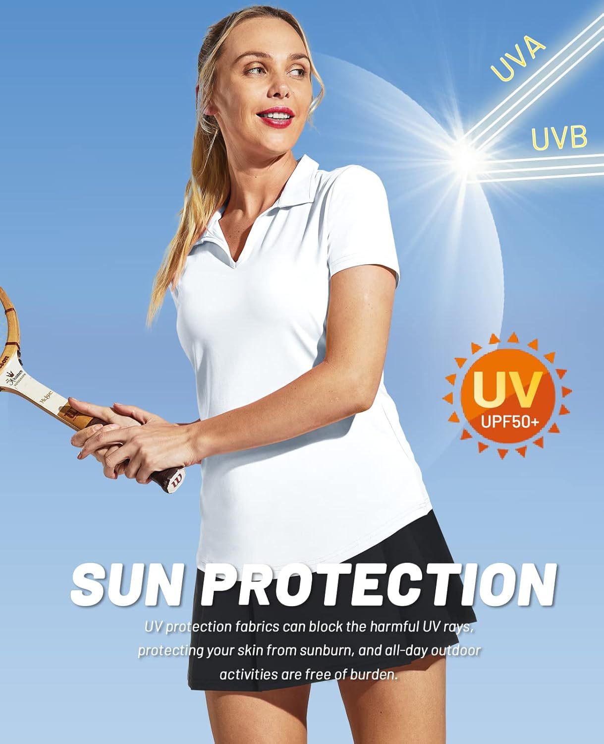 Women's Golf Polo Shirts Collared V Neck Short Sleeve Tennis Shirt, Dry Fit, Moisture Wicking