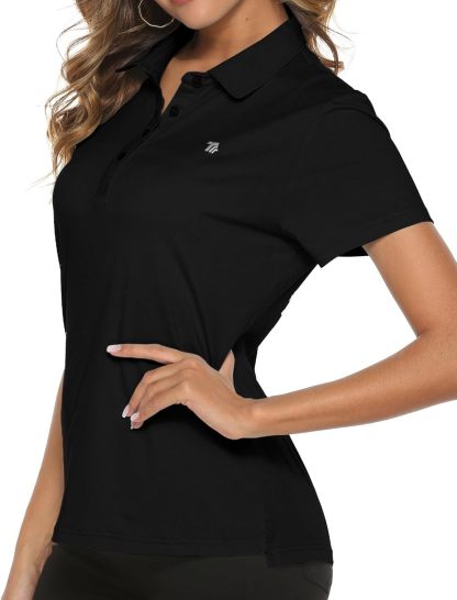 Women's Golf Polo Short Sleeve Shirts Lightweight Moisture Wicking Collared T Shirt Quick Dry 4-Button