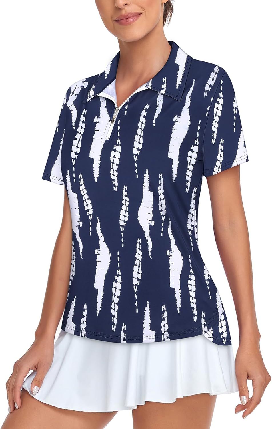 Women's Golf Polo Shirts Short Sleeve Quarter Zip Pullover Moisture Wicking Workout Tops