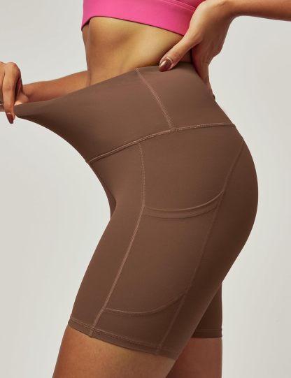 IUGA Biker Shorts Women 6" Tummy Control Workout Shorts Women with Pockets High Waisted Yoga Running Gym Spandex Compression